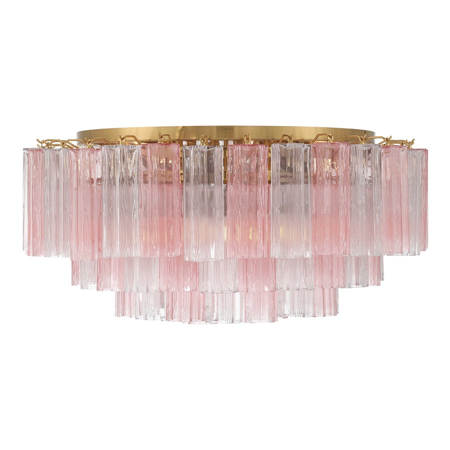 Crystorama Addis 16 Light Flush , Brass/Gold/Spring