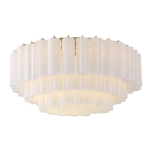 Crystorama Addis 16 Light Flush Mount, Brass/Tronchi Glass White - ADD-331-AG-WH