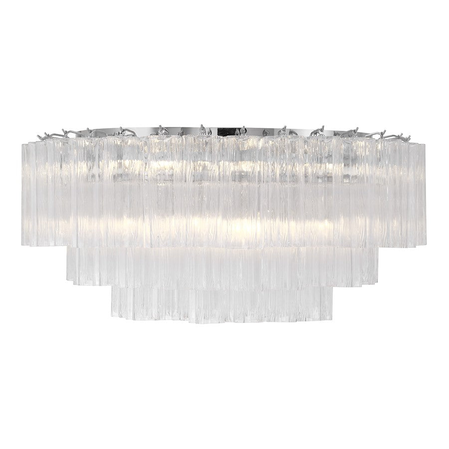 Crystorama Addis 16Lt Flush Mount, Chrome/Tronchi Glass Clear