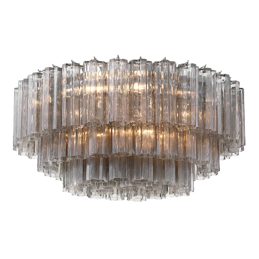 Crystorama Addis 16Lt Flush Mount, Chrome/Tronchi Glass Smoke - ADD-331-CH-SM