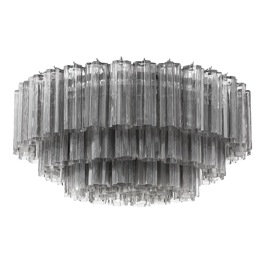Crystorama Addis 16Lt Flush Mount, Chrome/Tronchi Glass Smoke