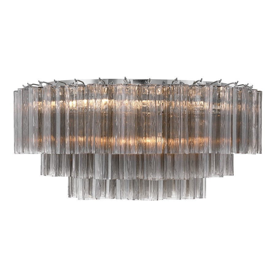 Crystorama Addis 16Lt Flush Mount, Chrome/Tronchi Glass Smoke