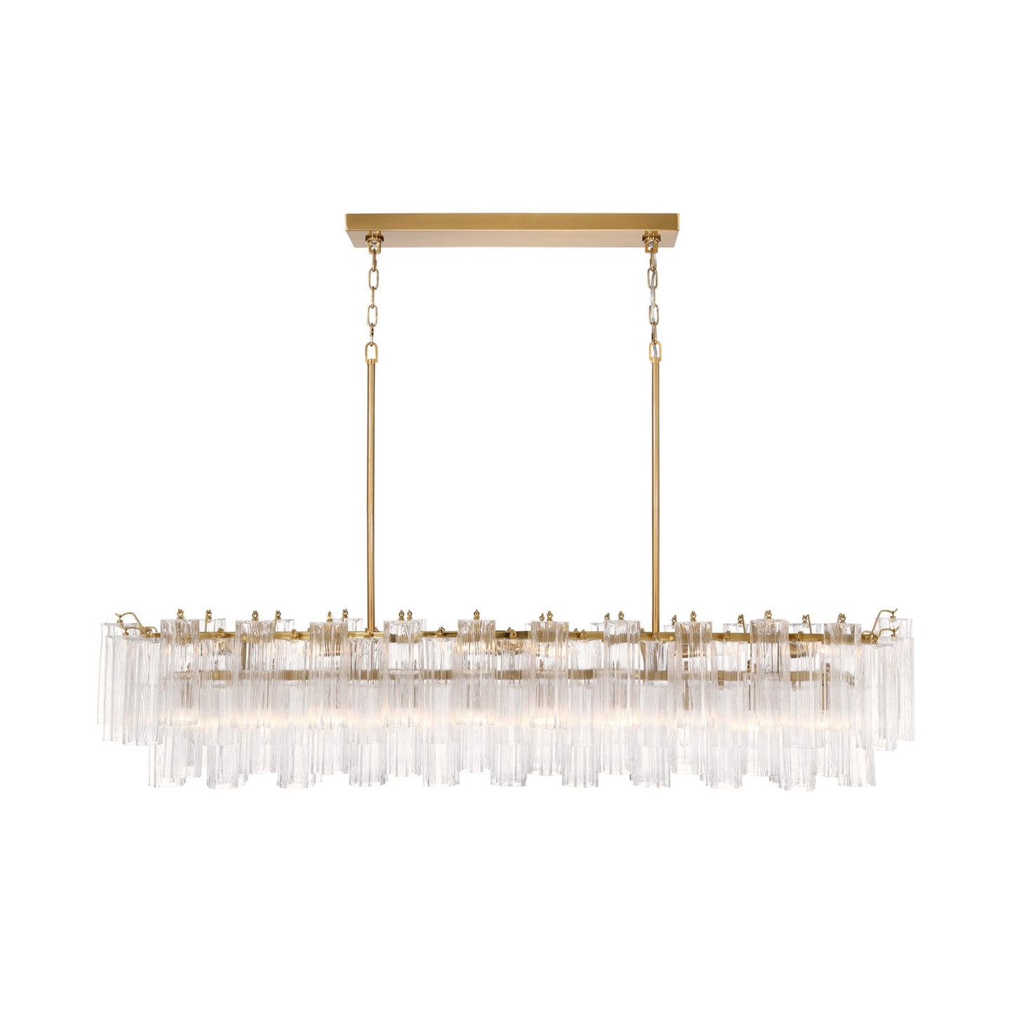 Crystorama Addis 65in 16-Light Linear Chandelier | Mid-Century Aged Brass and Clear Tronchi Glass | Dining Room & Kitchen Island | 65 x 14 x 13.5 in | Model ADD-337-AG-CL