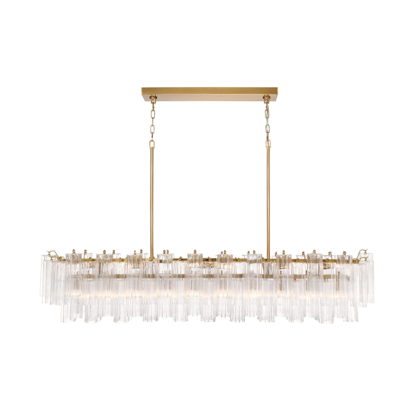 Crystorama Addis 65in 16-Light Linear Chandelier | Mid-Century Aged Brass and Clear Tronchi Glass | Dining Room & Kitchen Island | 65 x 14 x 13.5 in | Model ADD-337-AG-CL