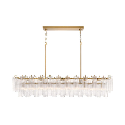 Crystorama Addis 65in 16-Light Linear Chandelier | Mid-Century Aged Brass and Clear Tronchi Glass | Dining Room & Kitchen Island | 65 x 14 x 13.5 in | Model ADD-337-AG-CL