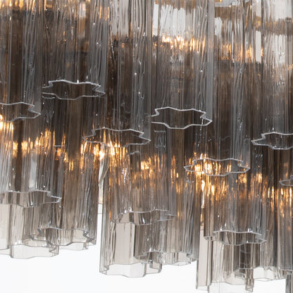 Crystorama Addis 65in 16-Light Linear Chandelier | Mid-Century Aged Brass and Smoke Tronchi Glass | Dining Room & Kitchen Island | 65 x 14 x 13.5 in | Model ADD-337-AG-SM