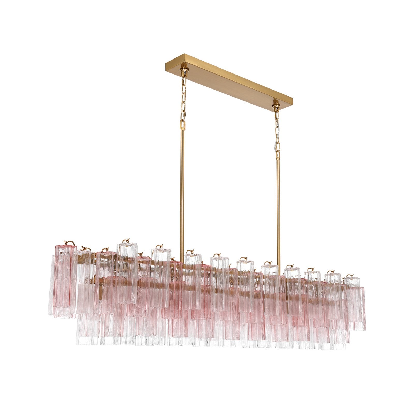 Crystorama Addis 65in 16-Light Linear Chandelier | Mid-Century Aged Brass and Spring Tronchi Glass | Dining Room & Kitchen Island | 65 x 14 x 13.5 in | Model ADD-337-AG-SP