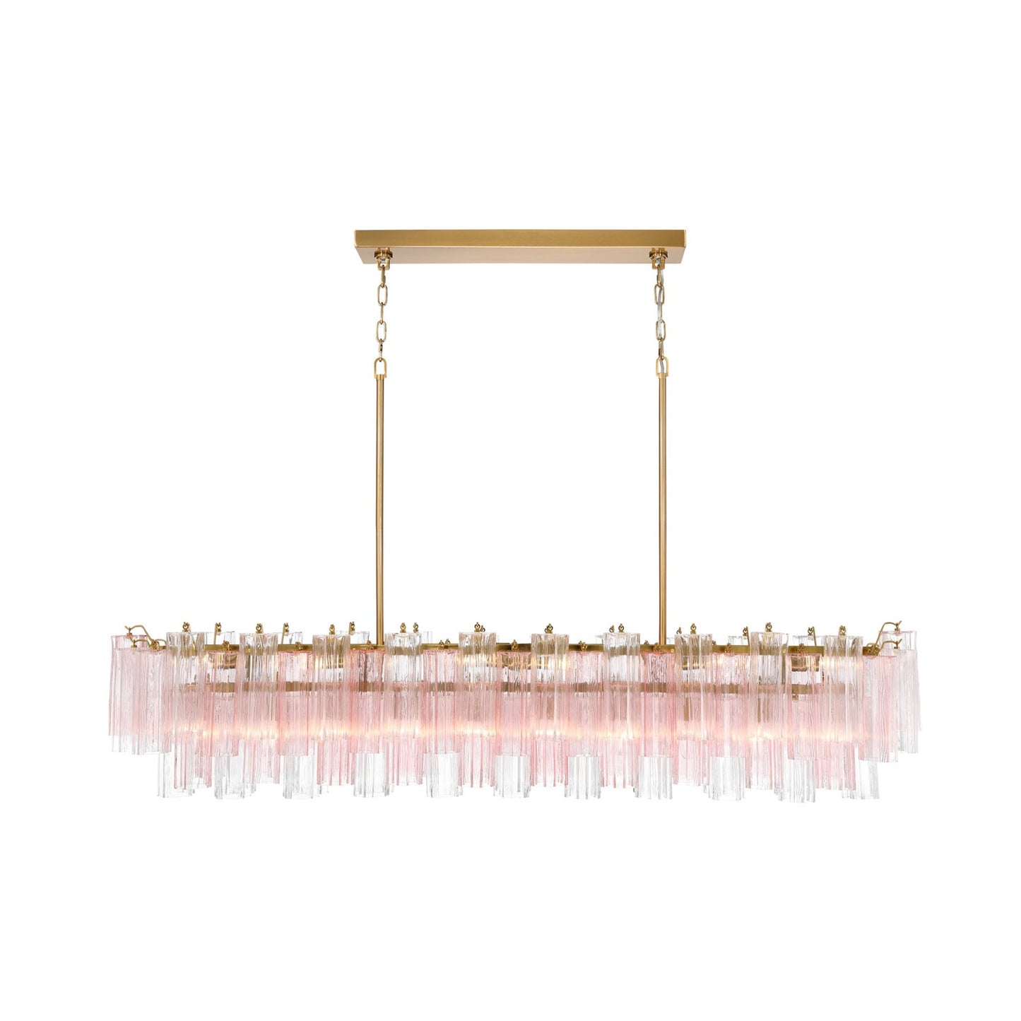 Crystorama Addis 65in 16-Light Linear Chandelier | Mid-Century Aged Brass and Spring Tronchi Glass | Dining Room & Kitchen Island | 65 x 14 x 13.5 in | Model ADD-337-AG-SP
