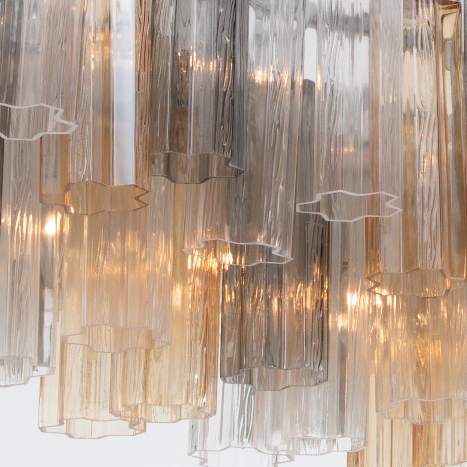 Crystorama Addis 65in 16-Light Linear Chandelier | Mid-Century Polished Chrome and Autumn Tronchi Glass | Dining Room & Kitchen Island | Model ADD-337-CH-AU