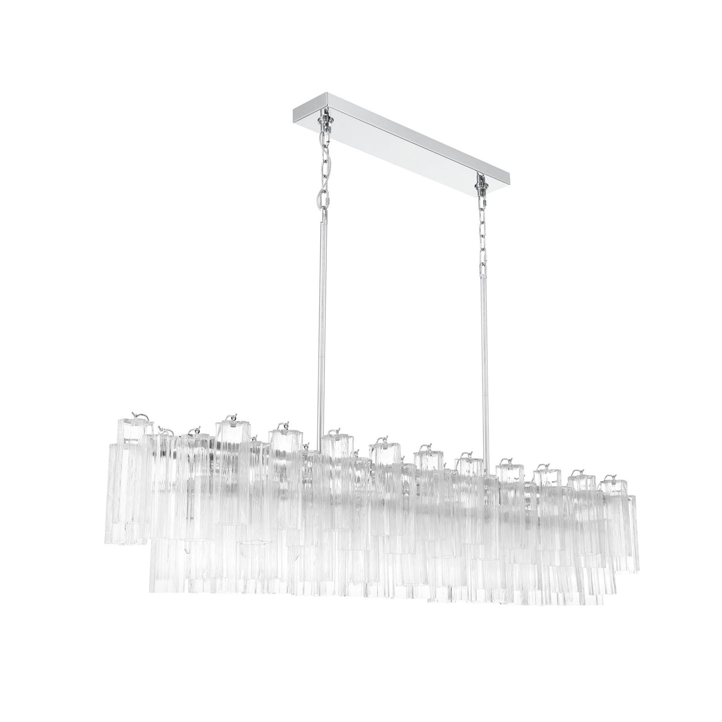 Crystorama Addis 65in 16-Light Linear Chandelier | Mid-Century Polished Chrome and Clear Tronchi Glass | Dining Room & Kitchen Island | Model ADD-337-CH-CL
