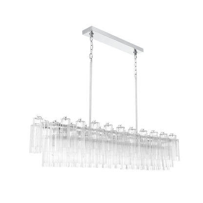 Crystorama Addis 65in 16-Light Linear Chandelier | Mid-Century Polished Chrome and Clear Tronchi Glass | Dining Room & Kitchen Island | Model ADD-337-CH-CL