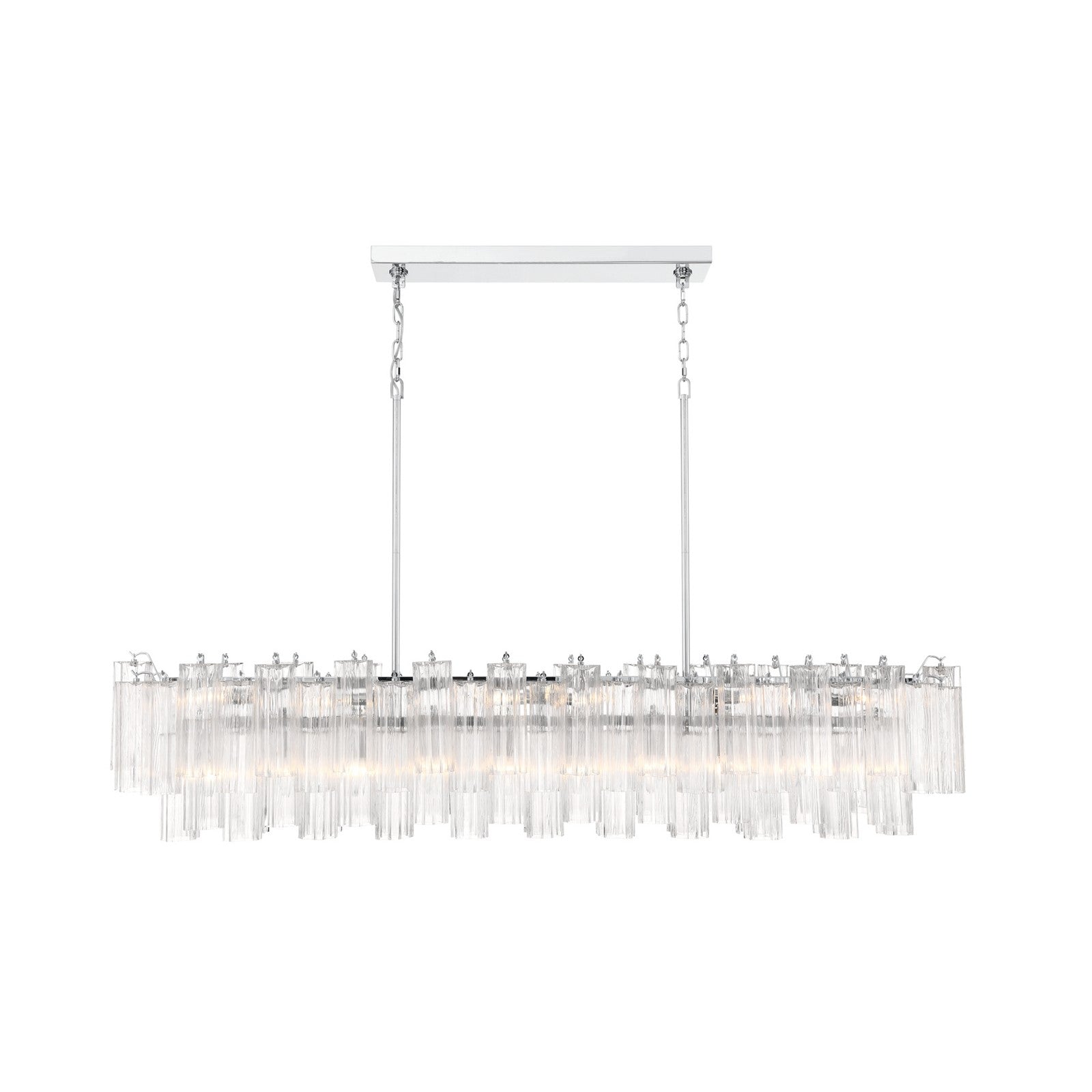 Crystorama Addis 65in 16-Light Linear Chandelier | Mid-Century Polished Chrome and Clear Tronchi Glass | Dining Room & Kitchen Island | Model ADD-337-CH-CL
