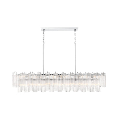 Crystorama Addis 65in 16-Light Linear Chandelier | Mid-Century Polished Chrome and Clear Tronchi Glass | Dining Room & Kitchen Island | Model ADD-337-CH-CL