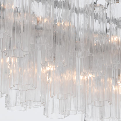 Crystorama Addis 65in 16-Light Linear Chandelier | Mid-Century Polished Chrome and Clear Tronchi Glass | Dining Room & Kitchen Island | Model ADD-337-CH-CL