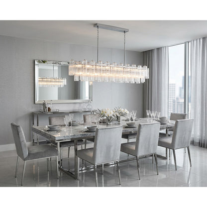 Crystorama Addis 65in 16-Light Linear Chandelier | Mid-Century Polished Chrome and Clear Tronchi Glass | Dining Room & Kitchen Island | Model ADD-337-CH-CL