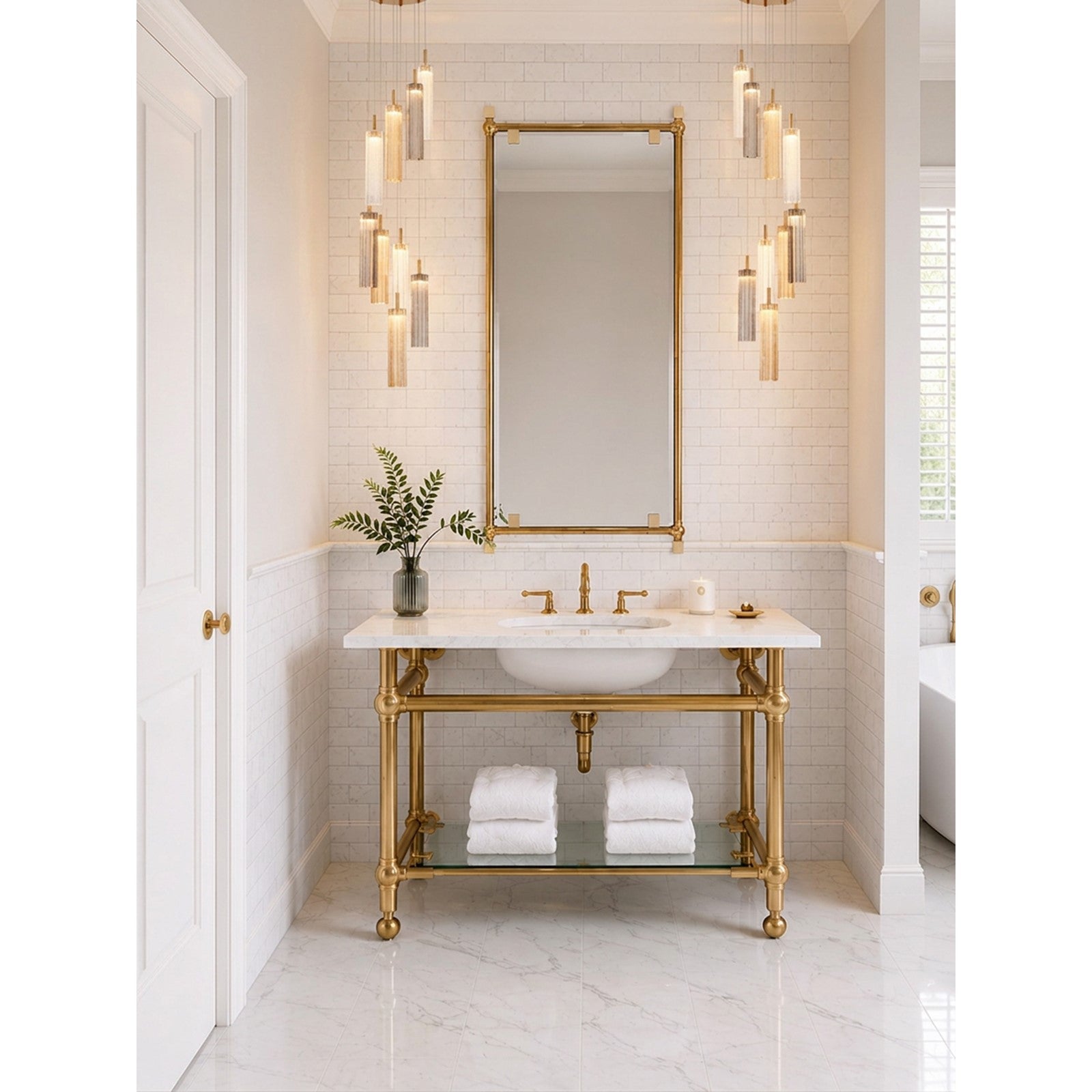Crystorama Addis 12in 9-Light LED Pendant | Mid-Century Aged Brass and Autumn Tronchi Glass | Entryway & Dining Room | 12 x 12 x 21 in | Model ADD-405-AG-AU