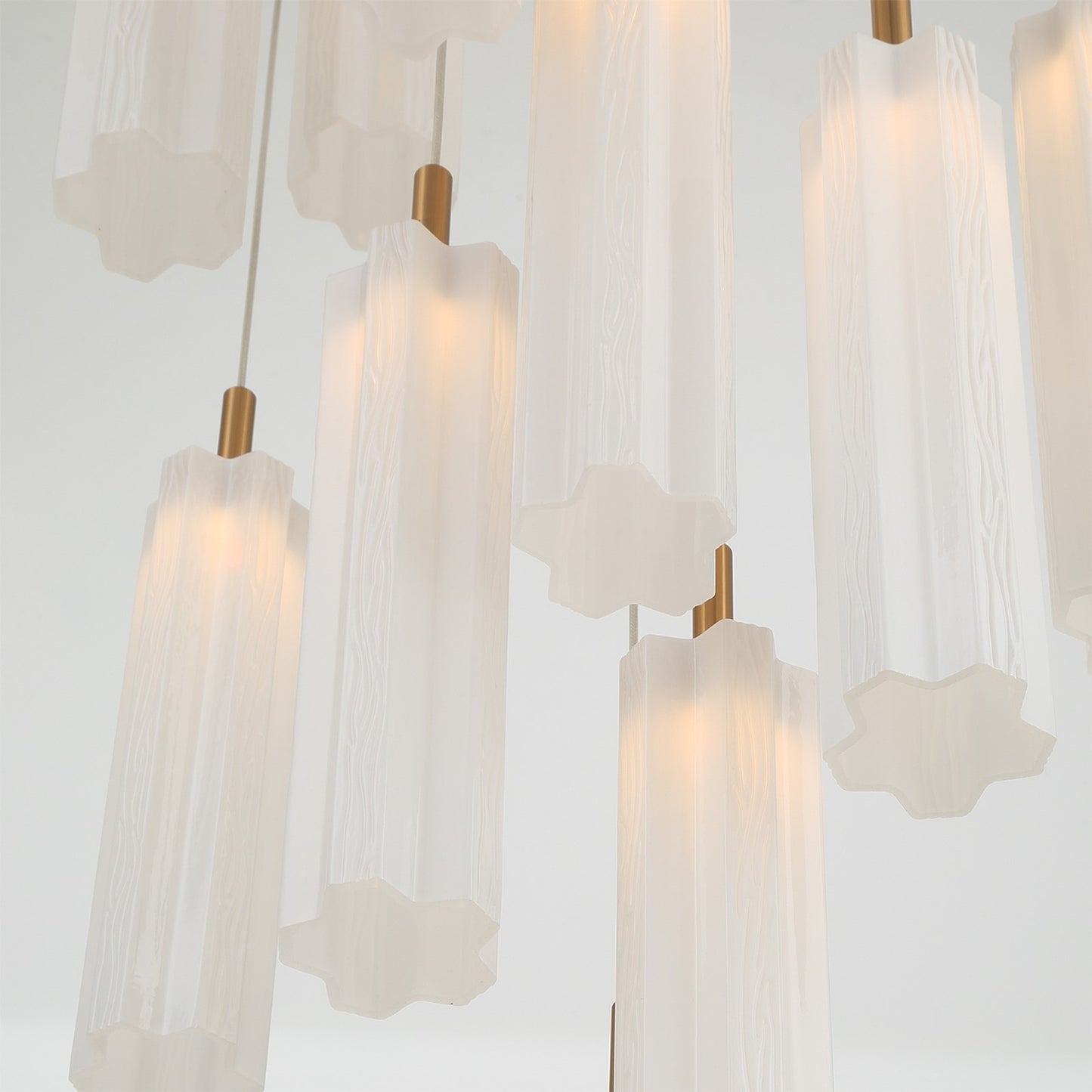 Crystorama Addis 12in 9-Light Pendant | Mid-Century Aged Brass and White Tronchi Glass | Entryway & Dining Room | 12 x 12 x 21 in | Model ADD-405-AG-WH