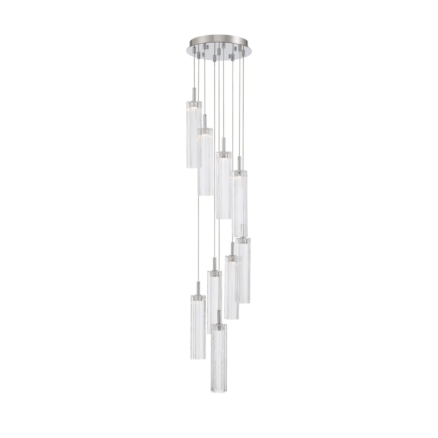 Crystorama Addis 12in 9-Light Pendant | Mid-Century Polished Chrome and Clear Tronchi Glass | Entryway & Dining Room | 12 x 12 x 21 in | Model ADD-405-CH-CL