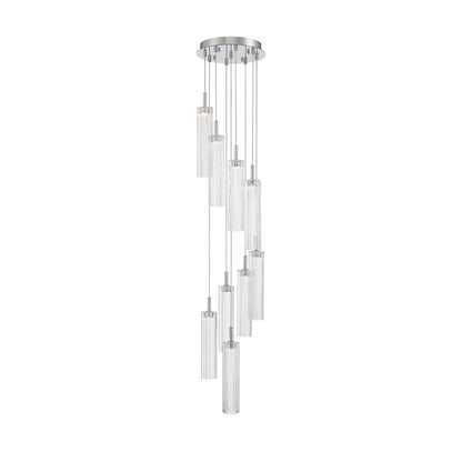 Crystorama Addis 12in 9-Light Pendant | Mid-Century Polished Chrome and Clear Tronchi Glass | Entryway & Dining Room | 12 x 12 x 21 in | Model ADD-405-CH-CL