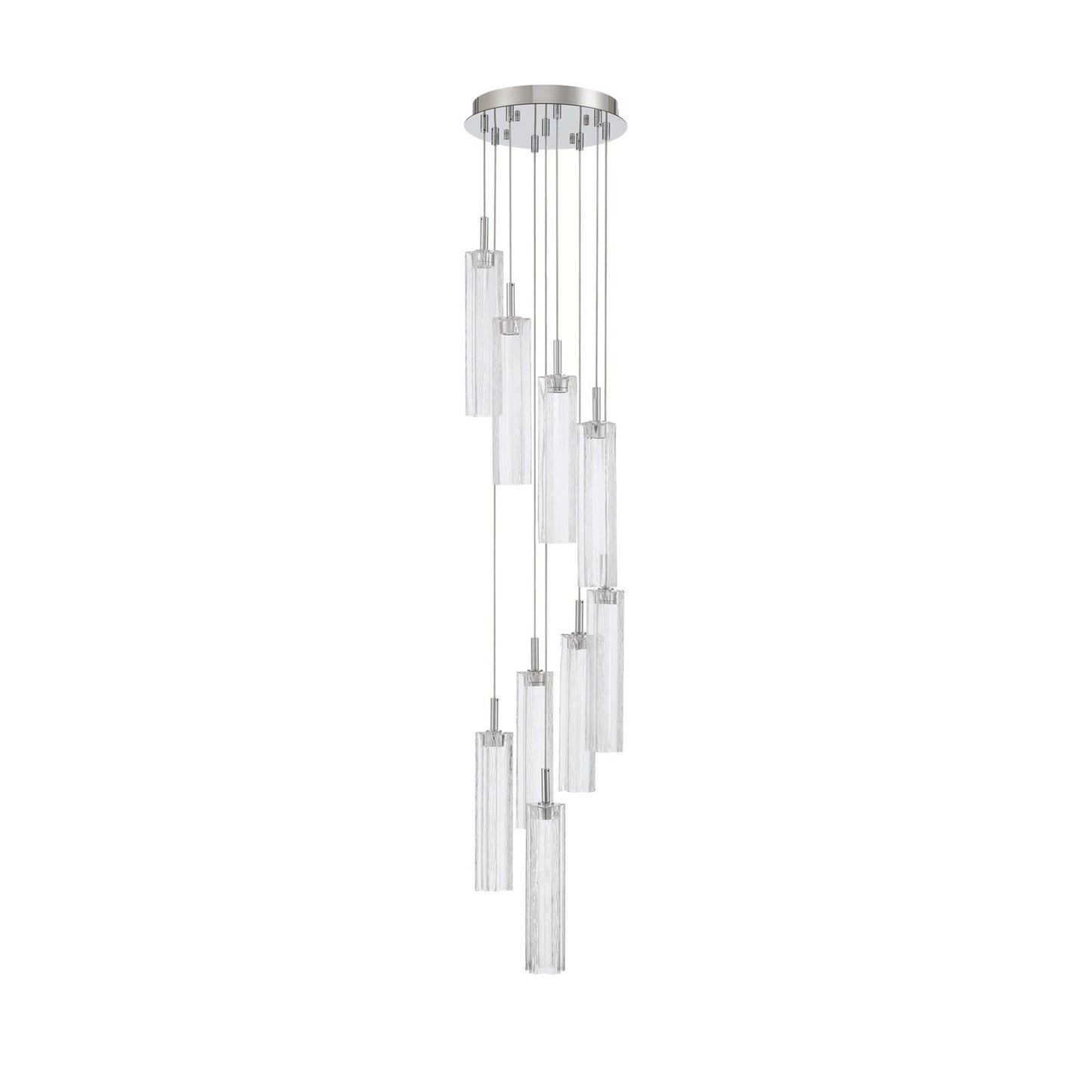 Crystorama Addis 12in 9-Light Pendant | Mid-Century Polished Chrome and Clear Tronchi Glass | Entryway & Dining Room | 12 x 12 x 21 in | Model ADD-405-CH-CL