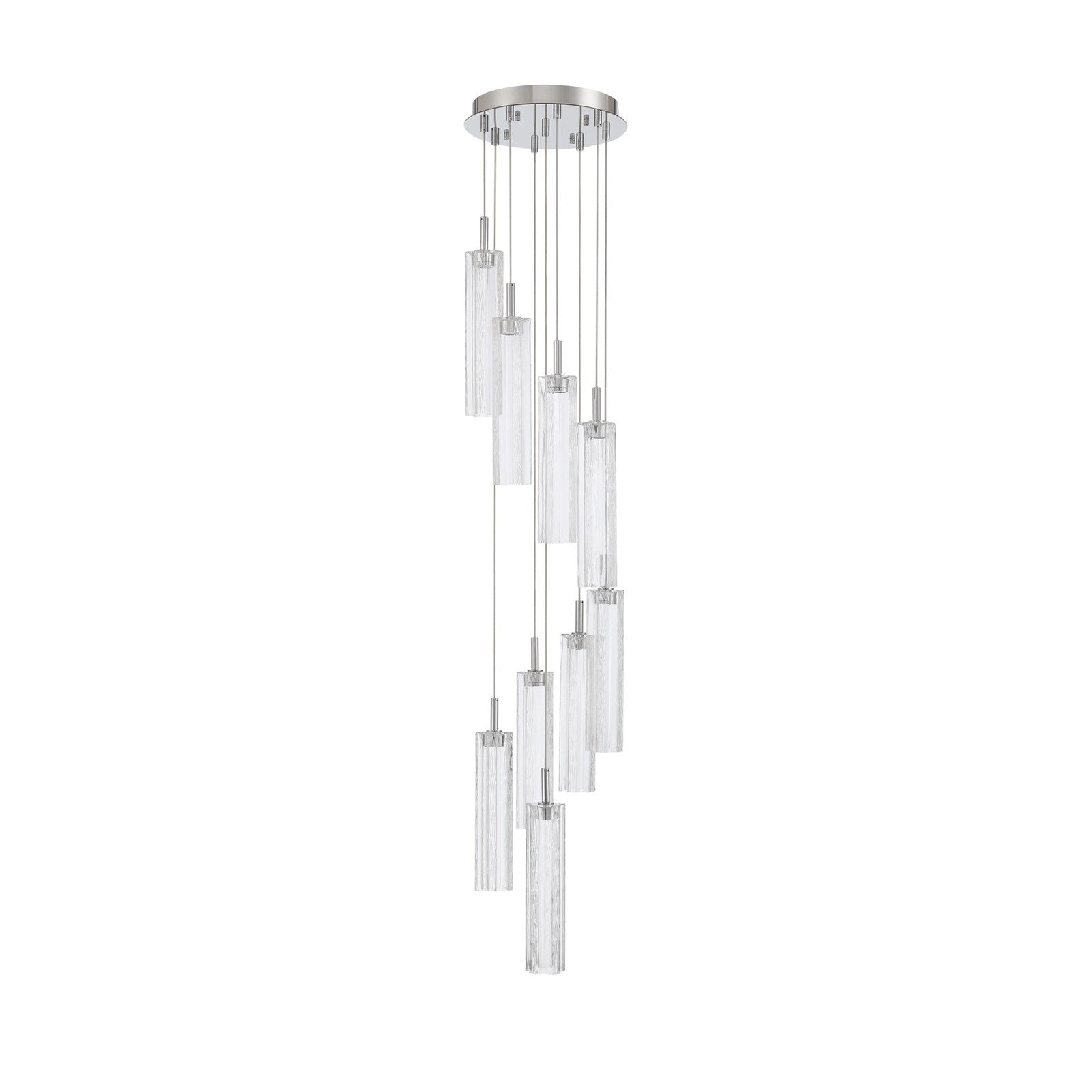 Crystorama Addis 12in 9-Light Pendant | Mid-Century Polished Chrome and Clear Tronchi Glass | Entryway & Dining Room | 12 x 12 x 21 in | Model ADD-405-CH-CL