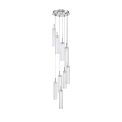 Crystorama Addis 12in 9-Light Pendant | Mid-Century Polished Chrome and Clear Tronchi Glass | Entryway & Dining Room | 12 x 12 x 21 in | Model ADD-405-CH-CL