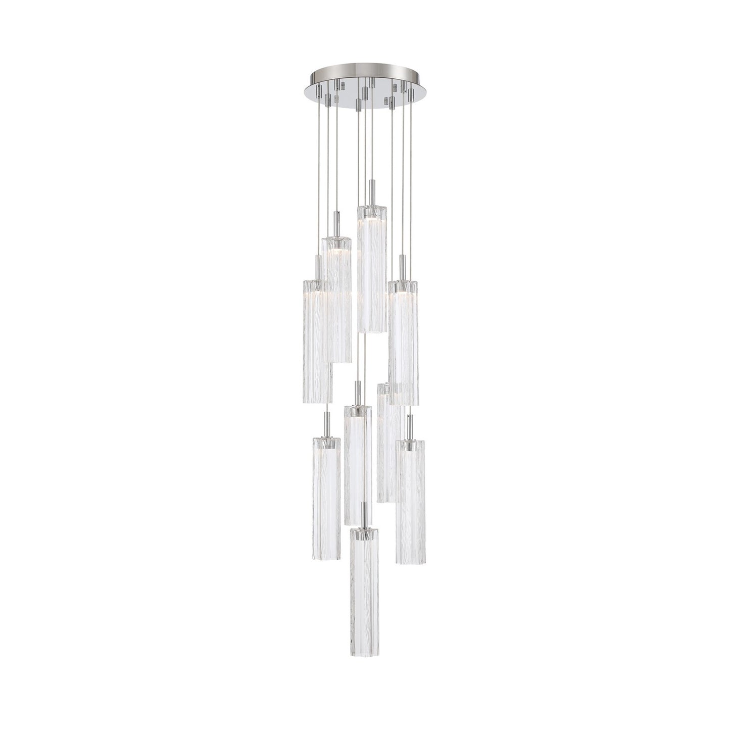 Crystorama Addis 12in 9-Light Pendant | Mid-Century Polished Chrome and Clear Tronchi Glass | Entryway & Dining Room | 12 x 12 x 21 in | Model ADD-405-CH-CL