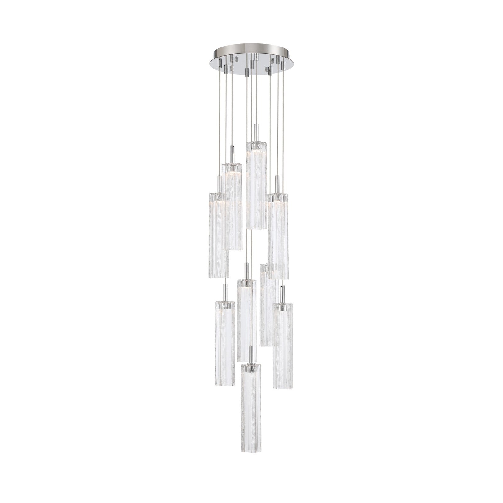 Crystorama Addis 12in 9-Light Pendant | Mid-Century Polished Chrome and Clear Tronchi Glass | Entryway & Dining Room | 12 x 12 x 21 in | Model ADD-405-CH-CL