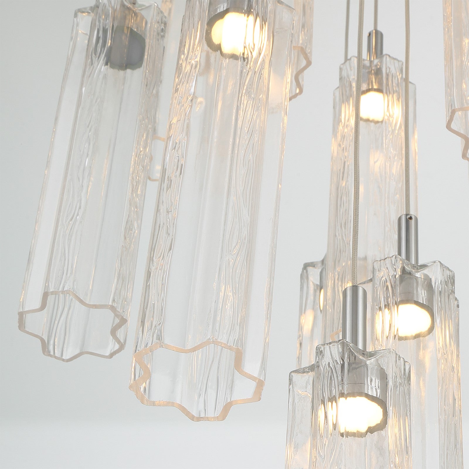 Crystorama Addis 12in 9-Light Pendant | Mid-Century Polished Chrome and Clear Tronchi Glass | Entryway & Dining Room | 12 x 12 x 21 in | Model ADD-405-CH-CL