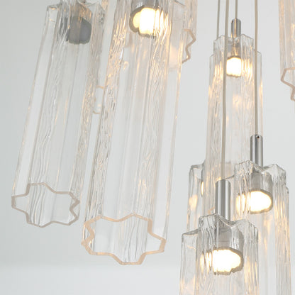 Crystorama Addis 12in 9-Light Pendant | Mid-Century Polished Chrome and Clear Tronchi Glass | Entryway & Dining Room | 12 x 12 x 21 in | Model ADD-405-CH-CL