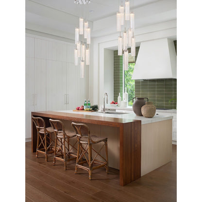 Crystorama Addis 12in 9-Light Pendant | Mid-Century Polished Chrome and Clear Tronchi Glass | Entryway & Dining Room | 12 x 12 x 21 in | Model ADD-405-CH-CL
