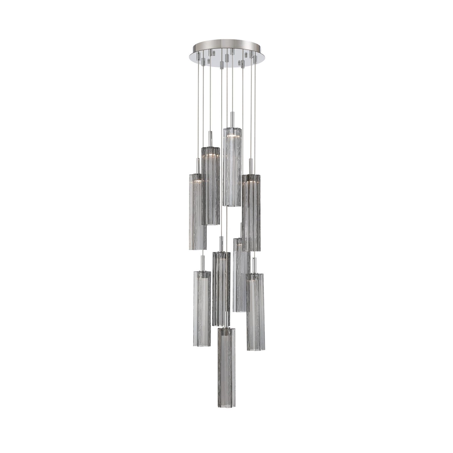 Crystorama Addis 12in 9-Light Pendant | Mid-Century Polished Chrome and Smoke Tronchi Glass | Entryway & Dining Room | 12 x 12 x 21 in | Model ADD-405-CH-SM