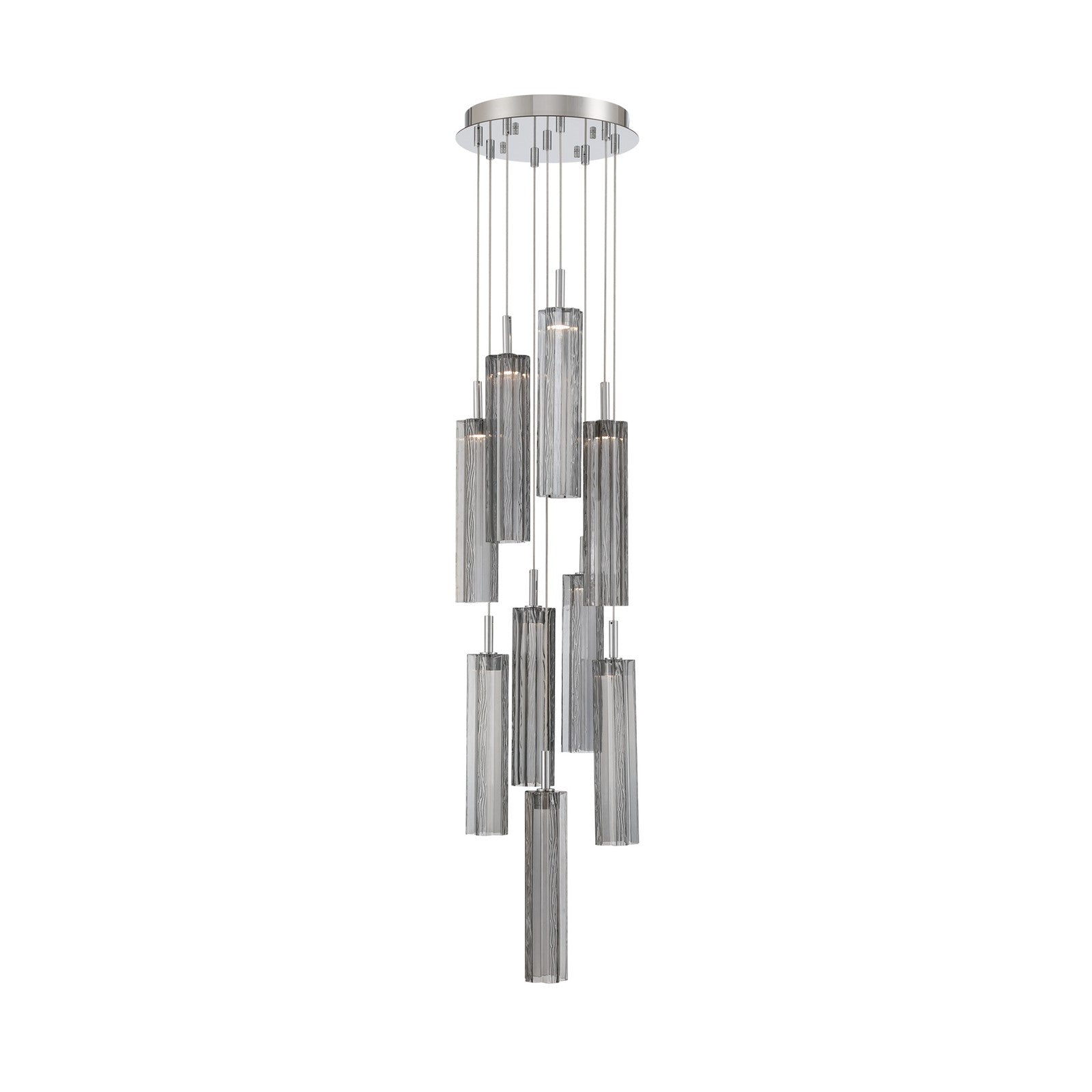 Crystorama Addis 12in 9-Light Pendant | Mid-Century Polished Chrome and Smoke Tronchi Glass | Entryway & Dining Room | 12 x 12 x 21 in | Model ADD-405-CH-SM