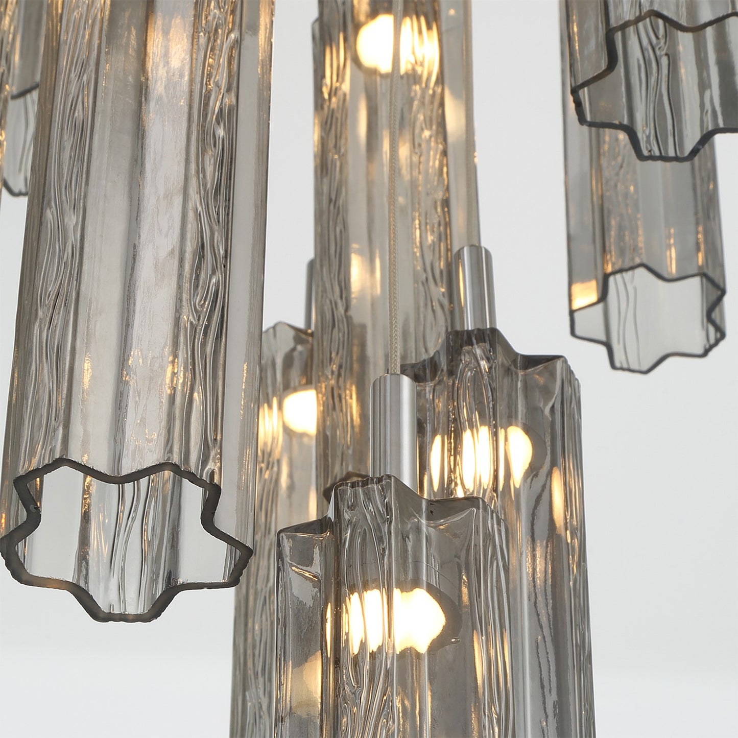 Crystorama Addis 12in 9-Light Pendant | Mid-Century Polished Chrome and Smoke Tronchi Glass | Entryway & Dining Room | 12 x 12 x 21 in | Model ADD-405-CH-SM