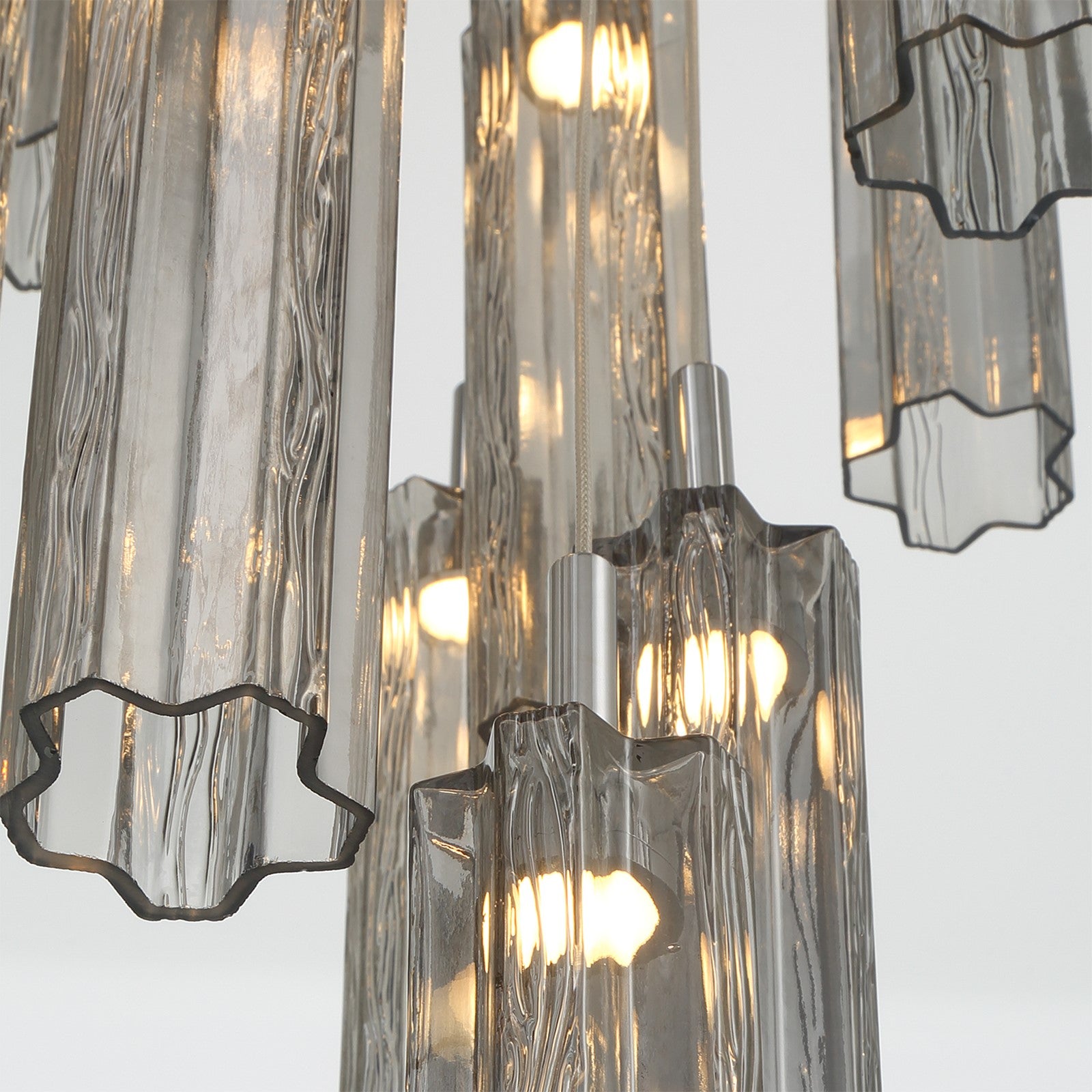 Crystorama Addis 12in 9-Light Pendant | Mid-Century Polished Chrome and Smoke Tronchi Glass | Entryway & Dining Room | 12 x 12 x 21 in | Model ADD-405-CH-SM