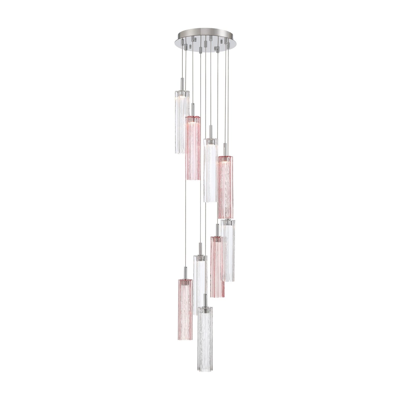 Crystorama Addis 12in 9-Light Pendant | Mid-Century Polished Chrome and Spring Tronchi Glass | Entryway & Dining Room | 12 x 12 x 21 in | Model ADD-405-CH-SP
