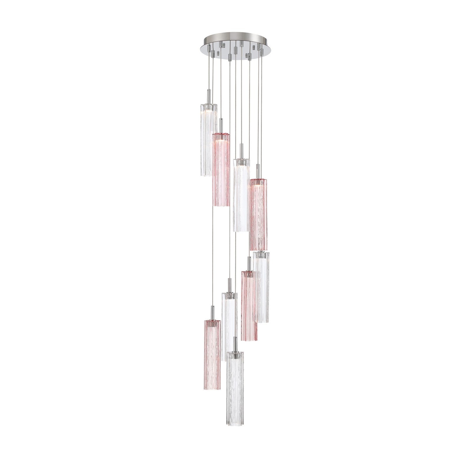 Crystorama Addis 12in 9-Light Pendant | Mid-Century Polished Chrome and Spring Tronchi Glass | Entryway & Dining Room | 12 x 12 x 21 in | Model ADD-405-CH-SP