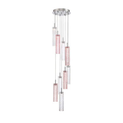 Crystorama Addis 12in 9-Light Pendant | Mid-Century Polished Chrome and Spring Tronchi Glass | Entryway & Dining Room | 12 x 12 x 21 in | Model ADD-405-CH-SP