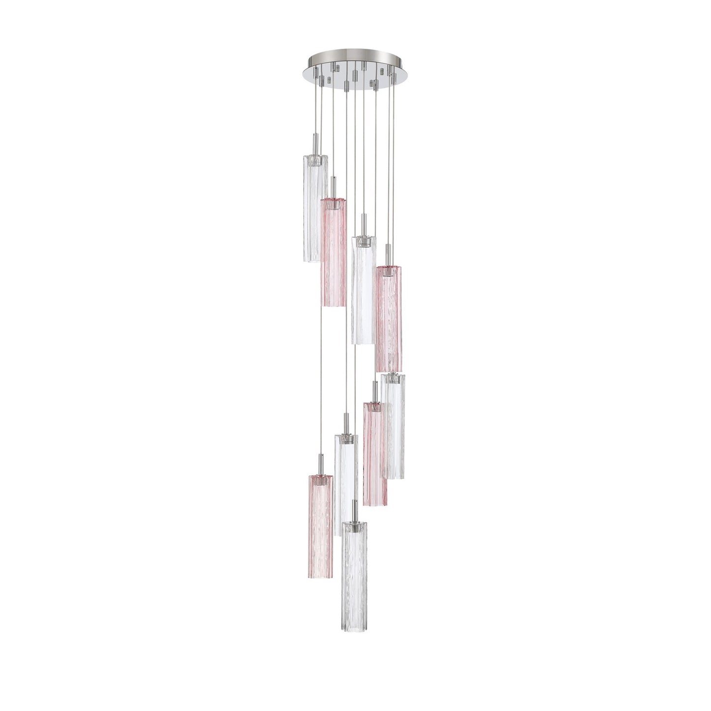 Crystorama Addis 12in 9-Light Pendant | Mid-Century Polished Chrome and Spring Tronchi Glass | Entryway & Dining Room | 12 x 12 x 21 in | Model ADD-405-CH-SP