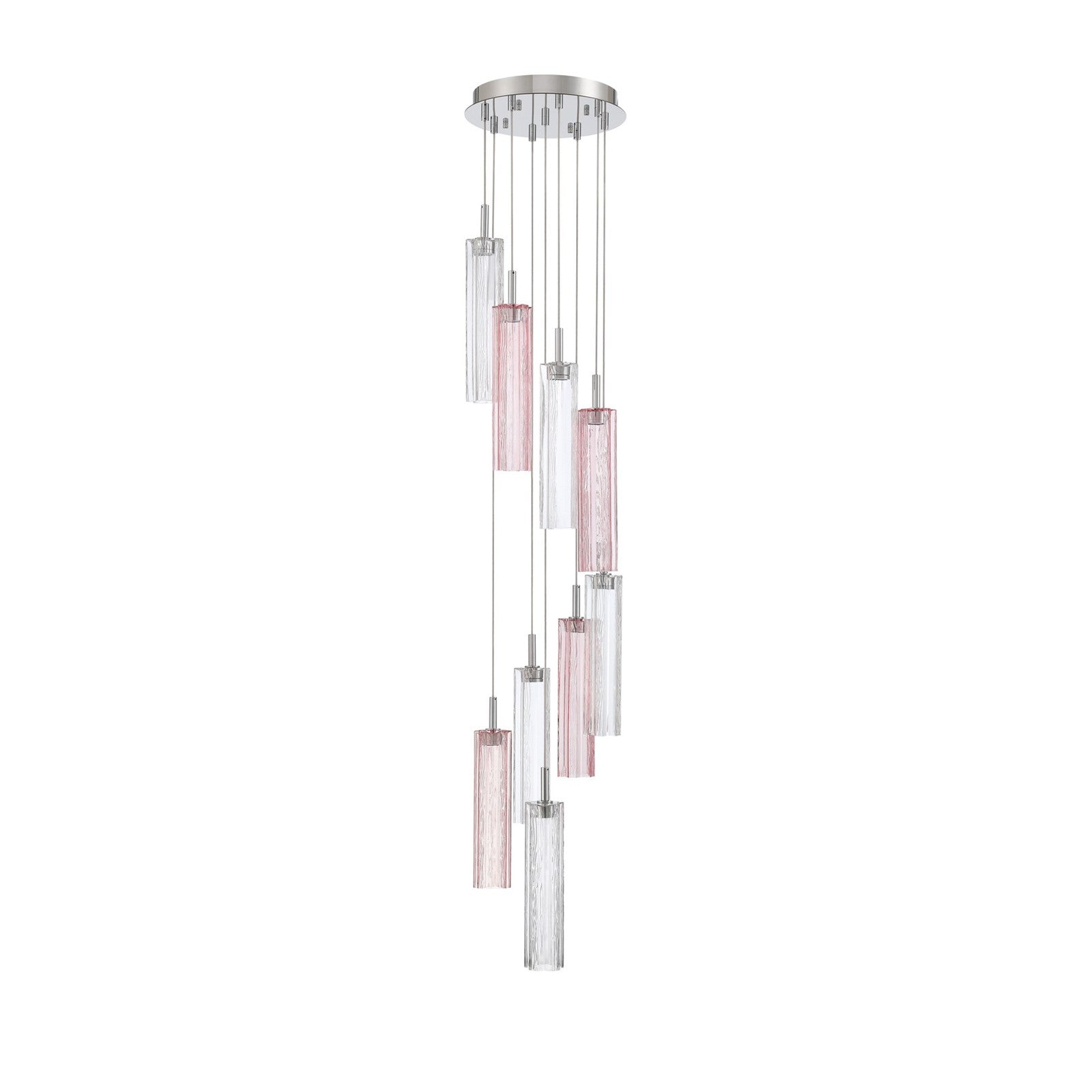 Crystorama Addis 12in 9-Light Pendant | Mid-Century Polished Chrome and Spring Tronchi Glass | Entryway & Dining Room | 12 x 12 x 21 in | Model ADD-405-CH-SP