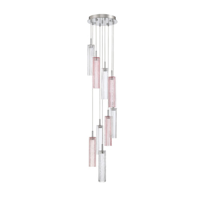 Crystorama Addis 12in 9-Light Pendant | Mid-Century Polished Chrome and Spring Tronchi Glass | Entryway & Dining Room | 12 x 12 x 21 in | Model ADD-405-CH-SP