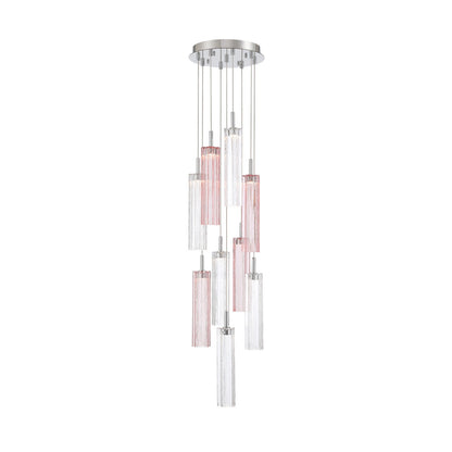 Crystorama Addis 12in 9-Light Pendant | Mid-Century Polished Chrome and Spring Tronchi Glass | Entryway & Dining Room | 12 x 12 x 21 in | Model ADD-405-CH-SP