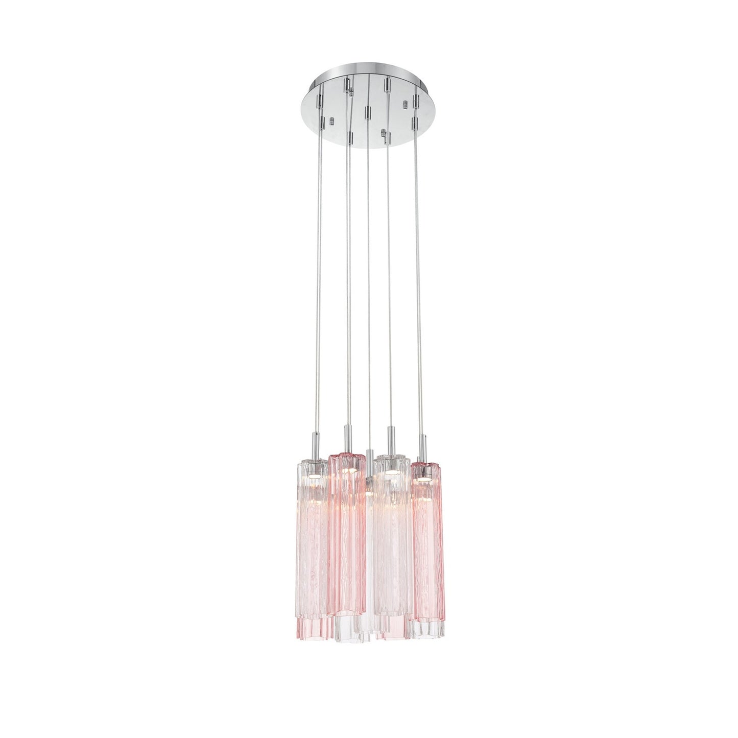 Crystorama Addis 12in 9-Light Pendant | Mid-Century Polished Chrome and Spring Tronchi Glass | Entryway & Dining Room | 12 x 12 x 21 in | Model ADD-405-CH-SP