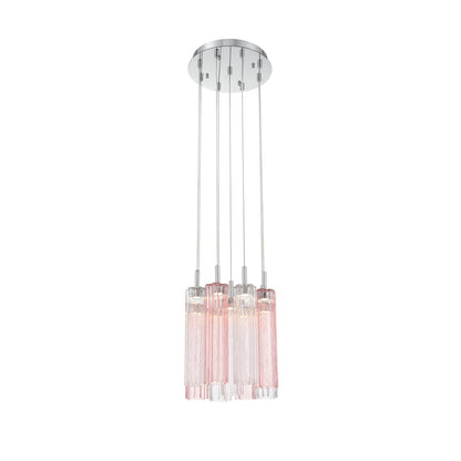 Crystorama Addis 12in 9-Light Pendant | Mid-Century Polished Chrome and Spring Tronchi Glass | Entryway & Dining Room | 12 x 12 x 21 in | Model ADD-405-CH-SP