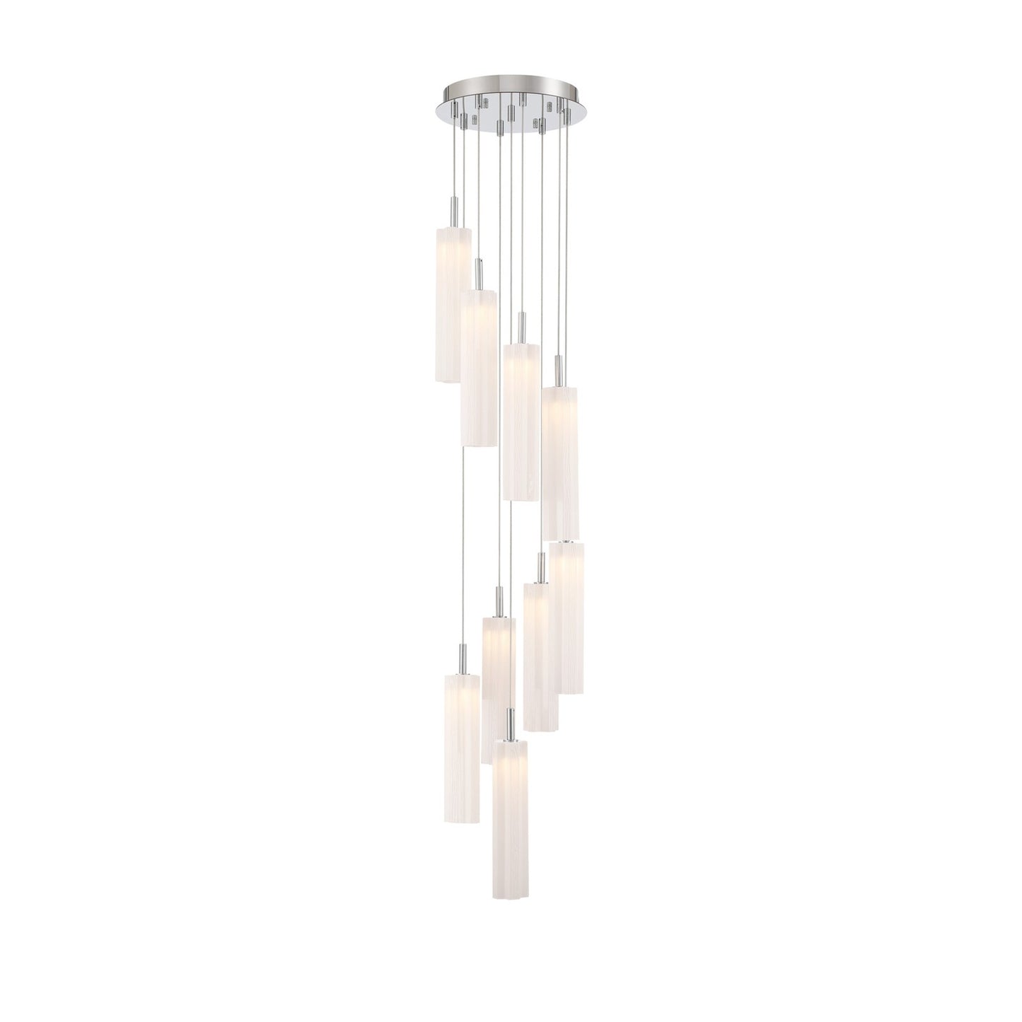 Crystorama Addis 12in 9-Light Pendant | Mid-Century Polished Chrome and White Tronchi Glass | Entryway & Dining Room | 12 x 12 x 21 in | Model ADD-405-CH-WH