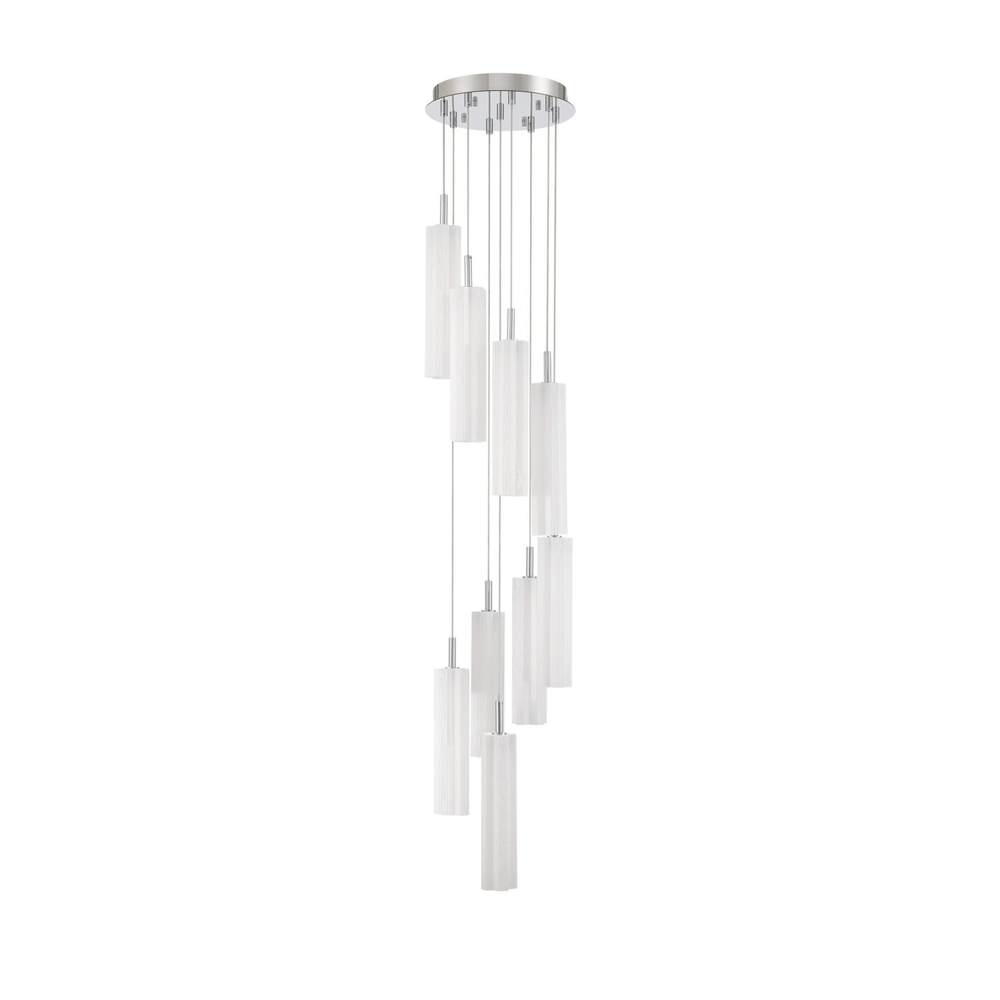 Crystorama Addis 12in 9-Light Pendant | Mid-Century Polished Chrome and White Tronchi Glass | Entryway & Dining Room | 12 x 12 x 21 in | Model ADD-405-CH-WH