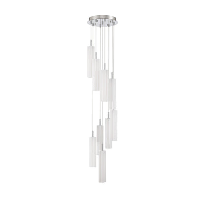 Crystorama Addis 12in 9-Light Pendant | Mid-Century Polished Chrome and White Tronchi Glass | Entryway & Dining Room | 12 x 12 x 21 in | Model ADD-405-CH-WH