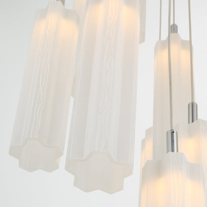 Crystorama Addis 12in 9-Light Pendant | Mid-Century Polished Chrome and White Tronchi Glass | Entryway & Dining Room | 12 x 12 x 21 in | Model ADD-405-CH-WH