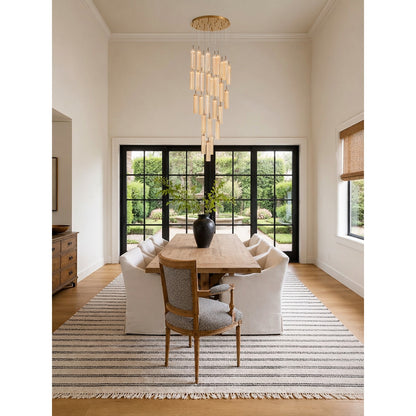 Crystorama Addis 26in 28-Light Pendant | Mid-Century Aged Brass and Amber Tronchi Glass | Entryway & Dining Room | 26 x 26 x 21 in | Model ADD-415-AG-AM