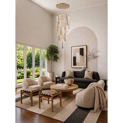 Crystorama Addis 26in 28-Light Pendant | Mid-Century Aged Brass and Autumn Tronchi Glass | Entryway & Dining Room | 26 x 26 x 21 in | Model ADD-415-AG-AU